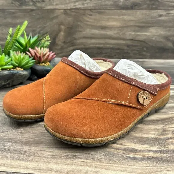 NIB Earth Origins Ezra Acorn Brown Slip On Clogs Suede